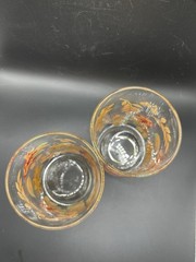 Pair Vintage Libbey Crisa Autumn Fall Leaves Acorns 16oz Glasses