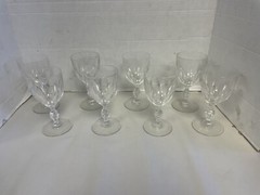 Set Of 8 Val St. Lambert Crystal Stem Wines Glasses Water Goblets Short