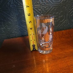 Mid Century HTF Fred Press White Trojan Highball Glass 22k Signed