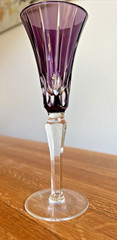 Ajka Cut to Clear Crystal Flutes Set of 4 Multi Color Hungary Lead Glass H-7″