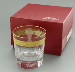 Moser Crystal Whiskey Tumbler Gold Band Promotional Gift w/ Box Czech Republic
