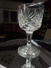 Wine glass Antique American Brilliant Period Cut Glass Crystal early geometric