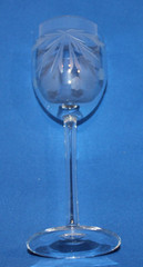 set of 4 etched crystal 7.5″ wine glasses stemware flowers leaves