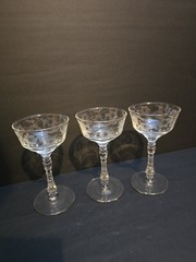 Vintage Libbey Rock Sharpe Floral Etched Stemmed glasses