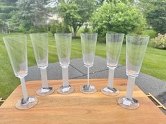 Mikasa Crystal Free Spirit Frost Flat Stem 6 Oz Wine Glasses 8.5”~6 Pc With Tag