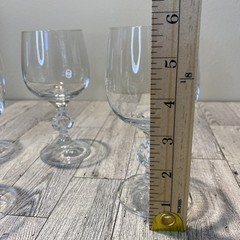 Vtg. Bohemia Crystal Claudia Prism Ball Stem Wine Glasses Set Of 4 8 Oz Elegant