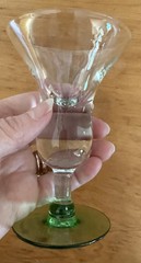 Set of 4 Vintage Hand Blown Cordial Cocktail Glasses Clear To Green 2 Oz