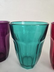 3 Pasabahce Palaks Vintage Jewel Tone 4.25″ Drinking Juice Glasses FREE SHIPPING