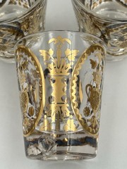 11 Pc Set Vtg UTD Glass/barware 22K Gold Overlay Hiball, Lowball, shot glasses