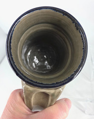 Extra large MENS COFFEE BEER MUG studio art pottery BAMBOO Blue Gray SIGNED MP