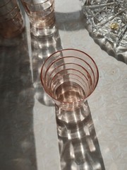 3 Hocking Pink Block Optic 3 3/4″ 6 oz. Flat Juice Tumblers