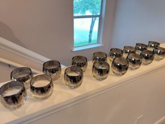 Queen’s Lusterware Silver Fade MCM Barware 24pc Roly Poly Shrimp Glasses