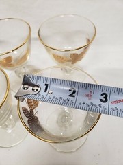 Vintage Libbey Champagne / Sherbet Glasses, Gold Leaves /foliage Set of 6