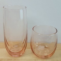 Libbey OR Lennox Plum/Pink Swag Glasses — 4 Cooler, 4 Old Fashioned — Set of 8