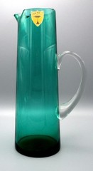 MCM Bayel France Emerald Green Crystal Martini Pitcher Set 6 Glasses Stirrer