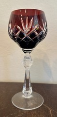 6 Vintage Cut Clear Crystal Wine Glasses Bohemian Czech West German Style 7.5”H