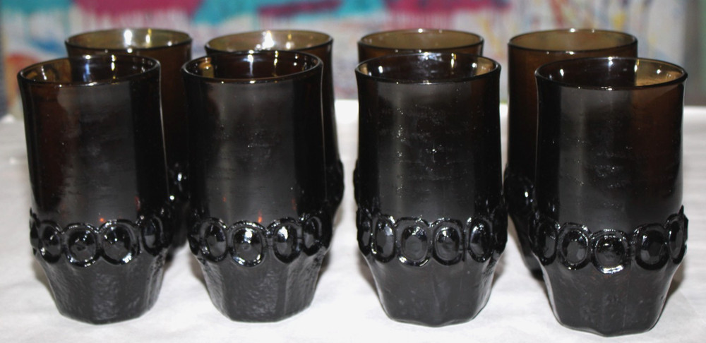 Vintage Tiffin Franciscan Madeira Smoke Brown Flat Tumbler Set of 8
