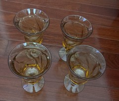 SET OF 4 Fostoria Jamestown Amber 10 oz Water, Goblets No Chips Or Cracks
