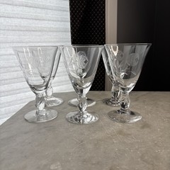Tiffin»Nancy Prentiss» Etched Rose w/Swirl Stem Juice, Glasses Milburn Rose 6
