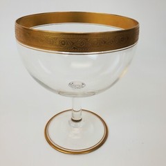 Set of 4 Italian Crystal w/Gold Encrusted Swag Rim Dessert Glasses 5.5″H X 4.5″W