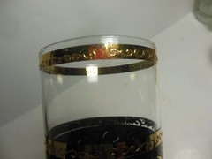 CULVER EBONY BAROQUE Scroll Tumbler Highball BLACK 22K GOLD Tall Glass