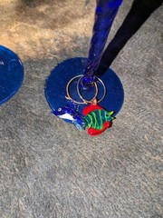 6 Glass Wine/Champagne Glasses with Cobalt Blue Twisted Stem & Sea Pendants