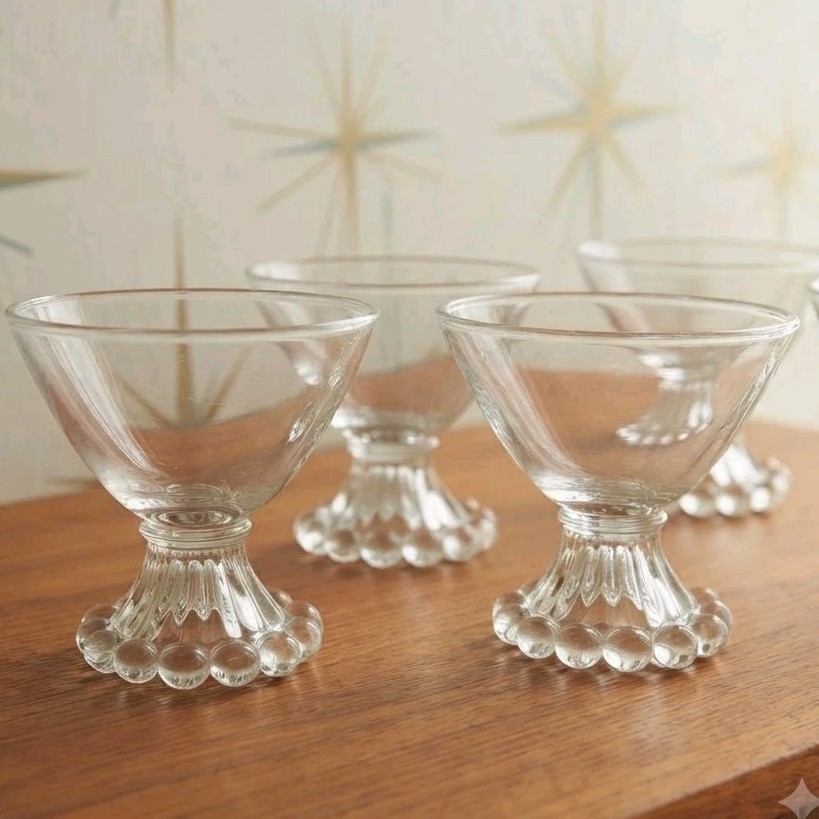 4 Vintage Anchor Hocking Berwick Boopie Sherbet/Champagne Glasses