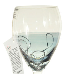 ION TAMAIAN Art Glass Wine Glass Blue Tint Set/2 Hand Painted Signed Romania New