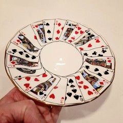 4 Queen’s China Staffordshire Cut for Coffee Playing Cards Cup & Saucer Set MINT