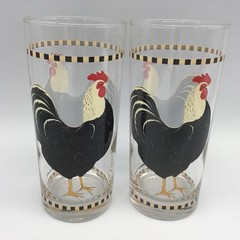 2 Rooster Glass Tumblers By Sakura Warren Kimble Glasses 6¼»