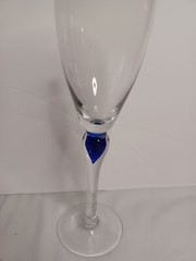 NICE!!! Cobalt Blue Teardrop Champagne Flutes Wine Glass lot 2 EUC