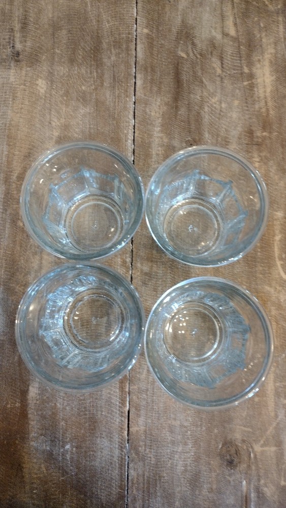 Vintage Anchor Hocking Clear Glass 500ml 8 Panel Set Of 4 Tumblers Cups EUC USA