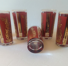 MCM Culver Glass Barware SET 7 Pc. Thai Goddess Siam High Ball Tumblers 1960’s