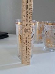 Vintage Hazel Atlas Glass lot of 4 Tumblers Colony 22kt Gold Accent Trim