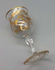 Antique Raised Gilding Gold Flower Swag Drape Cordial Liqueur Glass Stems Set 5