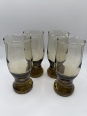 Vintage Libbey Tawny Amber Smokey Tulip Glass Breakfast Juice Glasses Set Of 4
