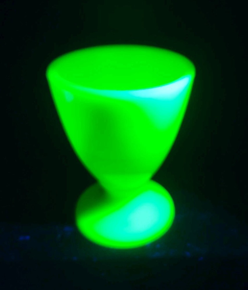 Vintage Uranium McKee Custard Footed Cup Waldorf Shape Dessert Glass Glows