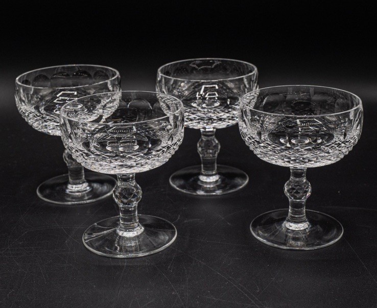 Waterford Champagne Sherbet Colleen Clear Crystal Short Stem 4.3″ Glass Set Of4