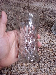 2 Vintage Anchor Hocking Clear Prescut Glass Pineapple 8 Oz 5″ Tumblers