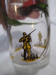 Set of 4~Vtg 1950s Hazel Atlas PHEASANT HUNTING DRINKING GLASSES~5″ Tumblers