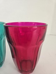 3 Pasabahce Palaks Vintage Jewel Tone 4.25″ Drinking Juice Glasses FREE SHIPPING