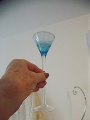 CELLINI blown crystal CORDIAL STEMMED GLASS aperitif choose blue or purple