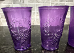 VTG MCM Indiana 5 Glasses Purple Juice Time Glasses Embossed Fruit See Detail