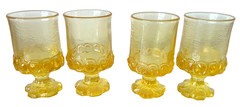 70s Tiffin Franciscan Madeira Cornsilk Yellow Juice Wine Goblet SET Of FOUR EUC