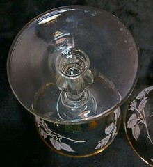 Lot of 2 Vintage Libbey Rose Bouquet Clear Stem Champagne Sherbet Glasses