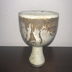 Studio Art Pottery Wine Goblet Vintage Ceramic Earthenware Stoneware Wine Goblet