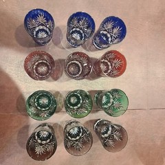 RARE VINTAGE SET OF 12 AJKA ODDESSA CUT TO CLEAR CRYSTAL COLLINS GLASS 5.25 IN