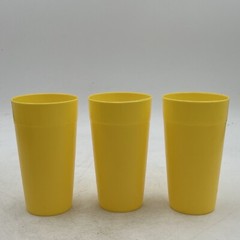 Vintage MCM Kid TV Prop Movie Juice Glass Tumblers Yellow Outdoor