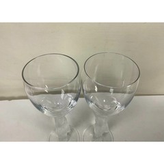 Pair Vintage French Men’s Bare Frosted Hand Blown Wine Glass