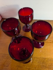 Ruby Red Hoffman House/(4) Imperial Glass/Ohio Water Goblets